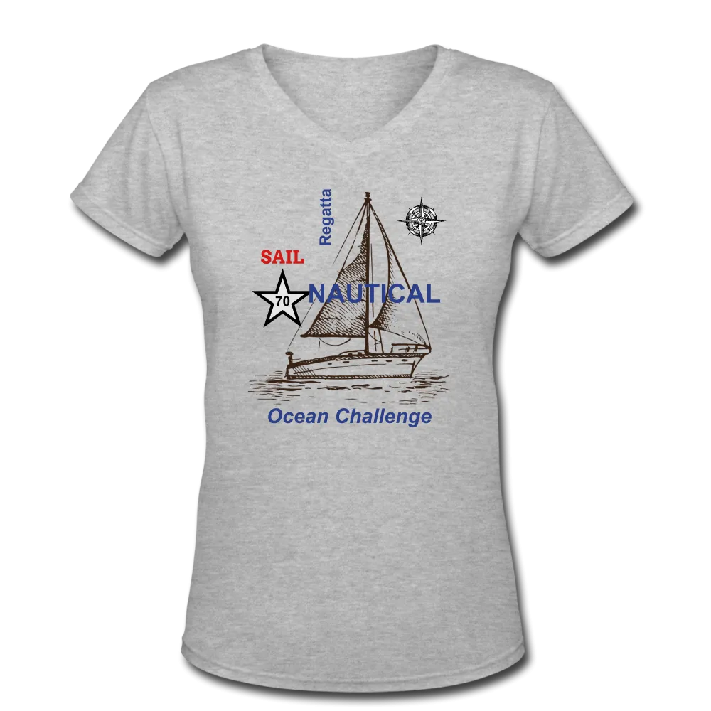 Nautical, Sailboat, Regatta V-Neck T-Shirt