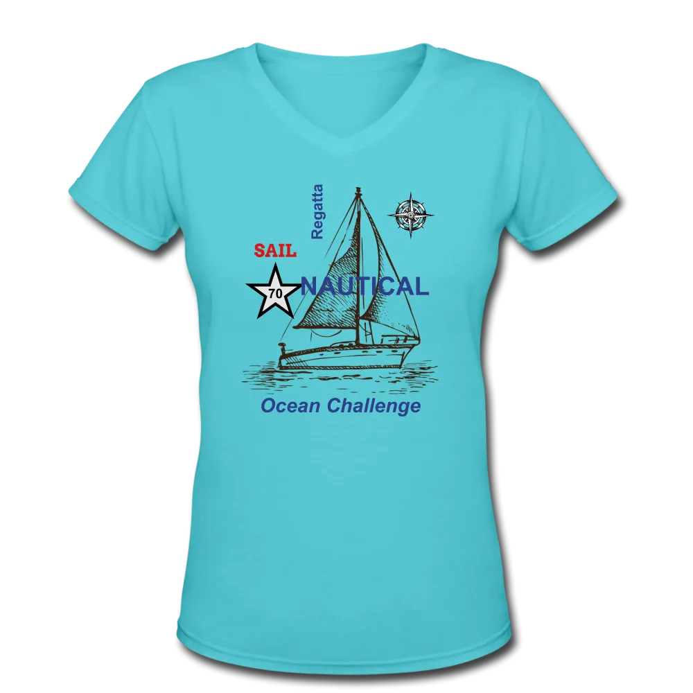 Nautical, Sailboat, Regatta V-Neck T-Shirt