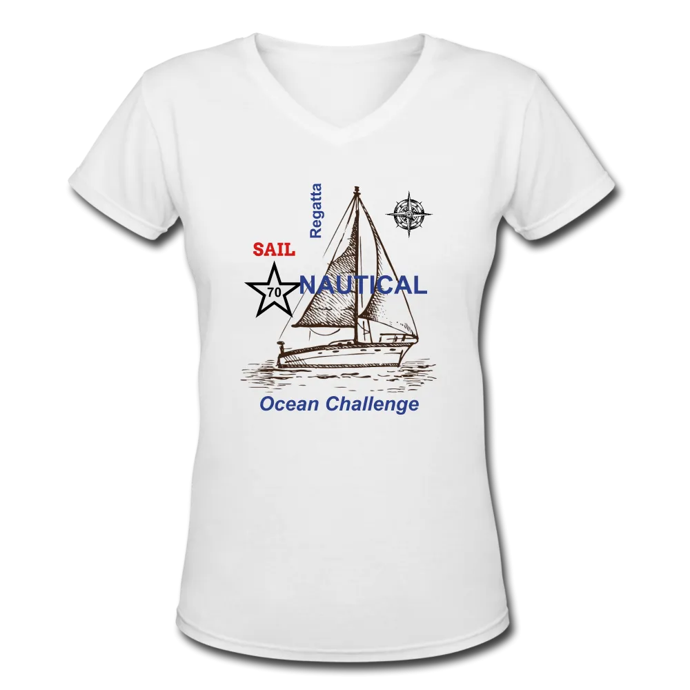 Nautical, Sailboat, Regatta V-Neck T-Shirt