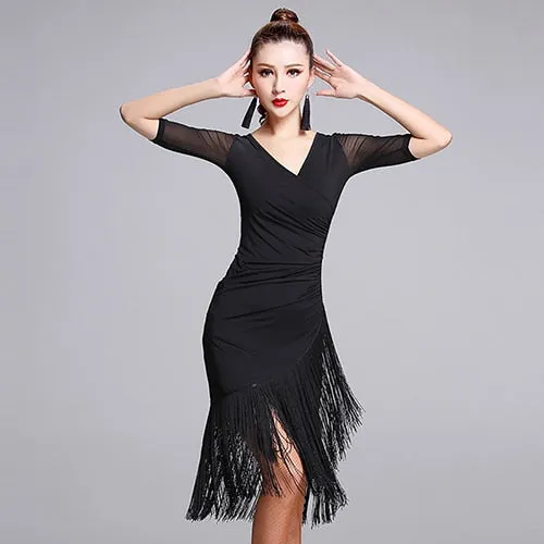 Obsessions #L9223 Latin Dance Dress with Tassel -Salsa- Tango- Cha Cha
