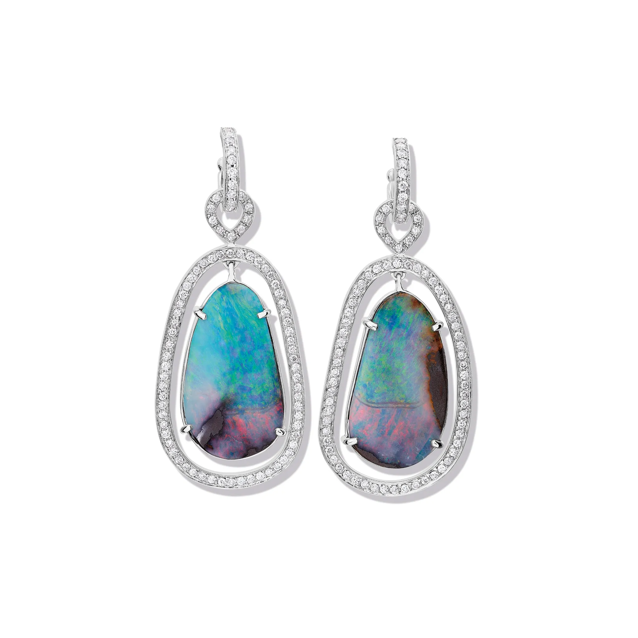 Octavia Margarita Earring Drops 18ct White Gold - Blue Opal & Diamond