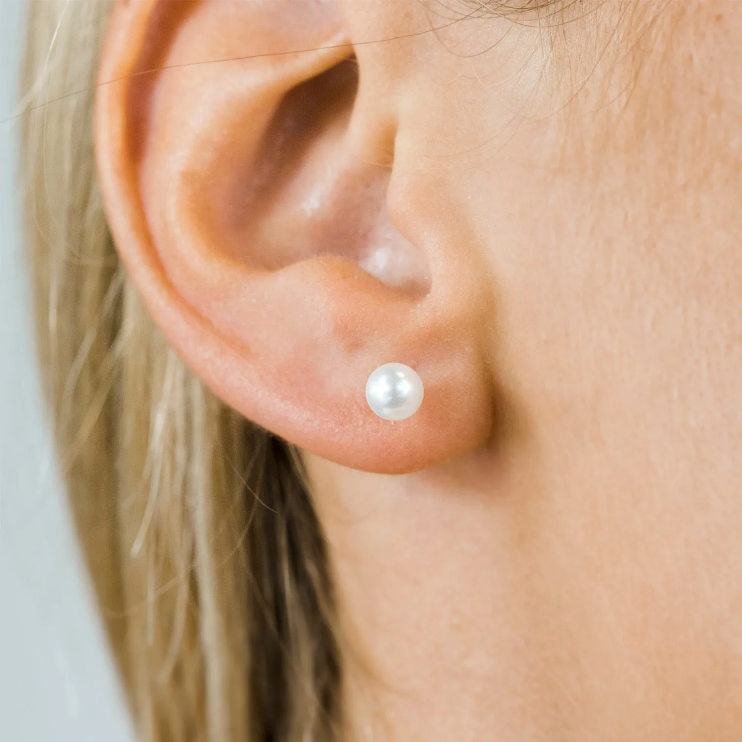 Pearl Stud Earrings 5mm Gold Plated
