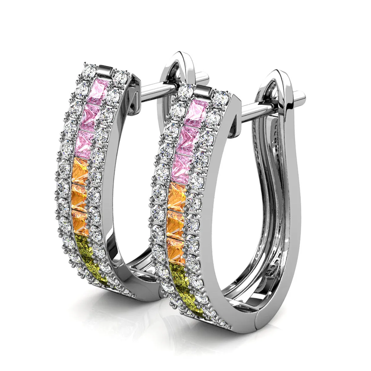 Rachel 18k White Gold Plated Crystal Hoop Earrings for Women