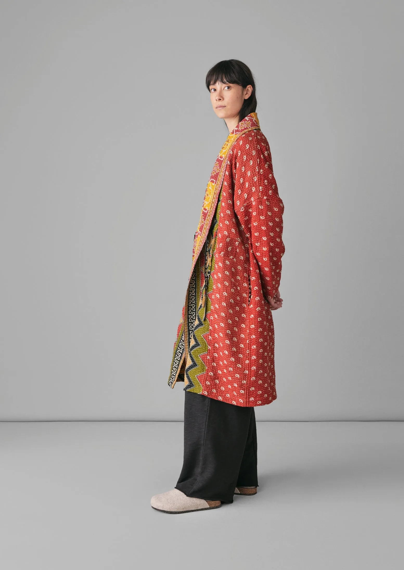 Repurposed Kantha Coat | Reds