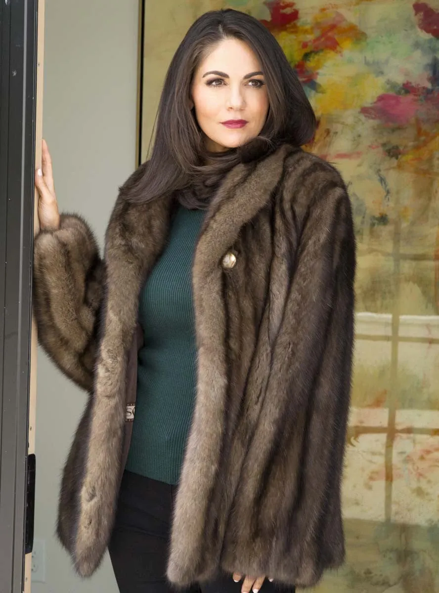 Russian Sable Fur Jacket with Shawl Collar