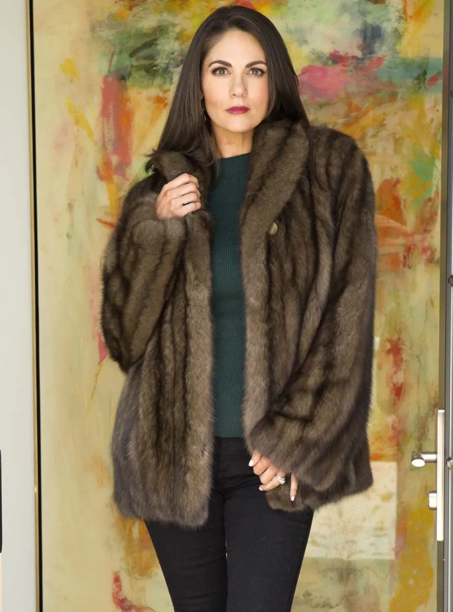 Russian Sable Fur Jacket with Shawl Collar