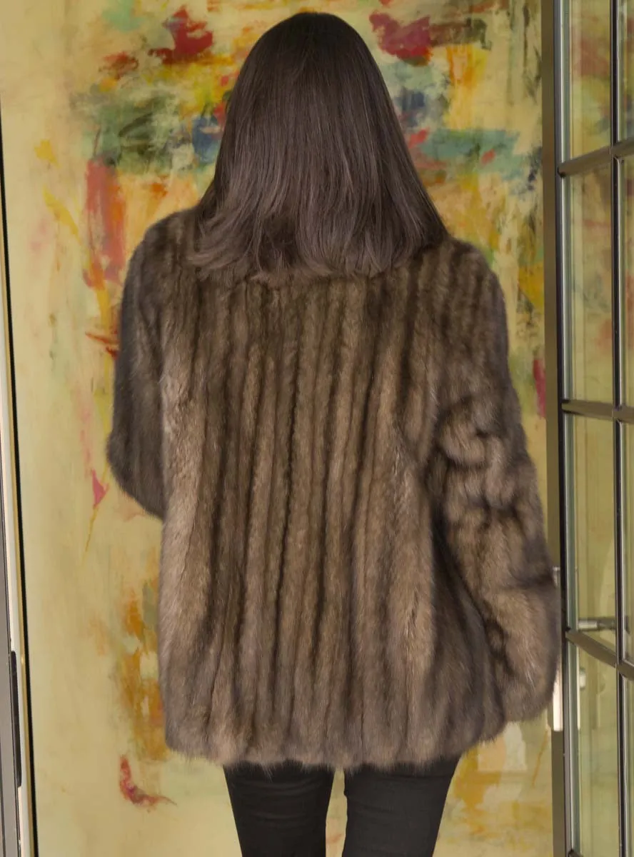 Russian Sable Fur Jacket with Shawl Collar