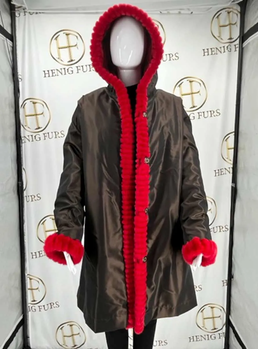 Sheared Reversible Mink Fur Stroller with Hood and All Weather Lining