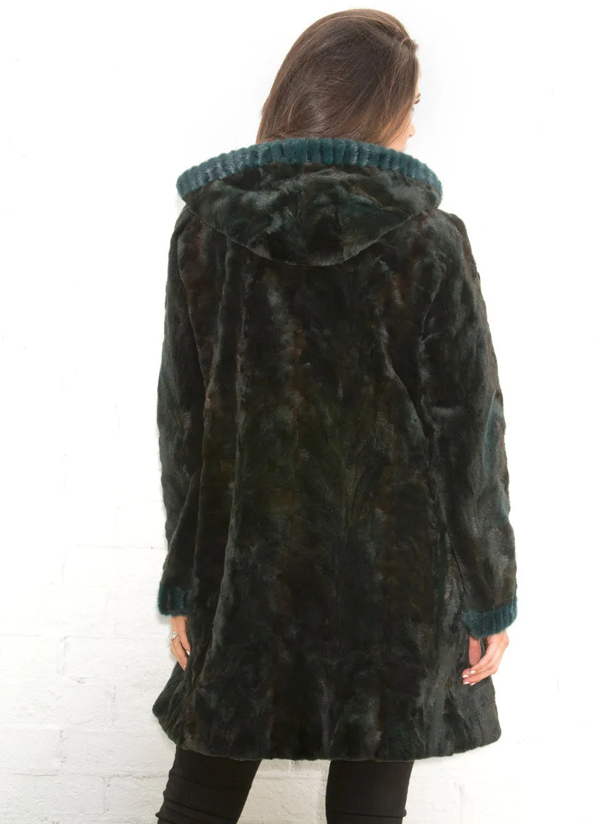 Sheared Reversible Mink Fur Stroller with Hood and All Weather Lining