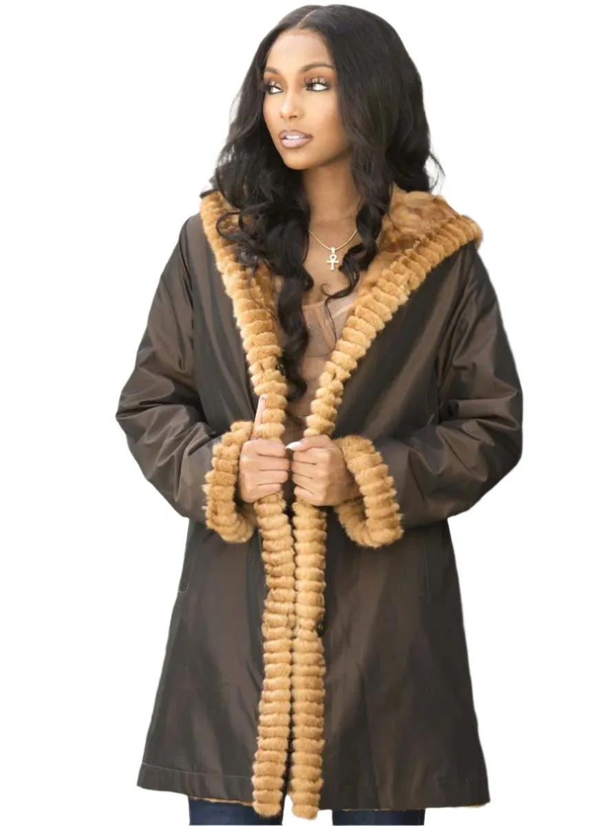 Sheared Reversible Mink Fur Stroller with Hood and All Weather Lining