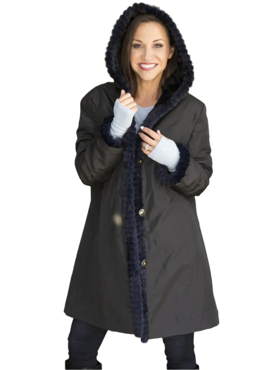 Sheared Reversible Mink Fur Stroller with Hood and All Weather Lining