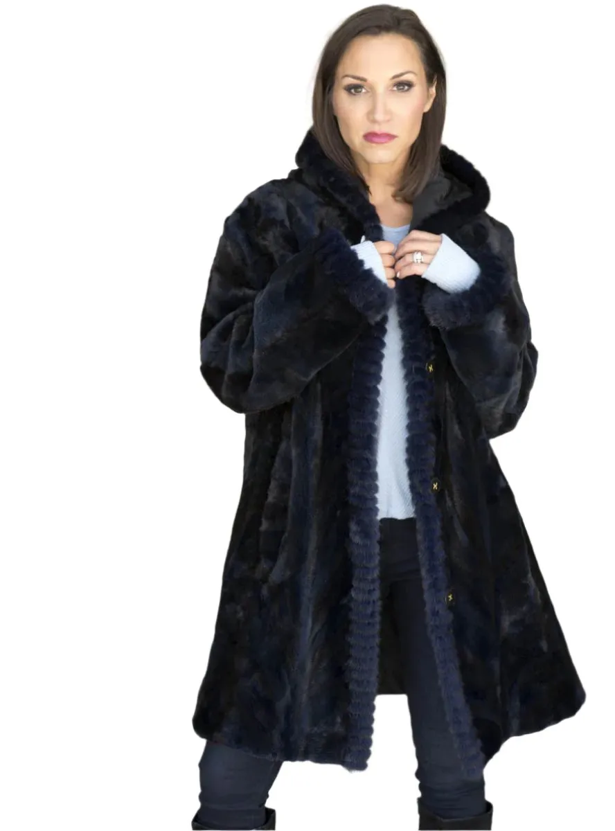 Sheared Reversible Mink Fur Stroller with Hood and All Weather Lining