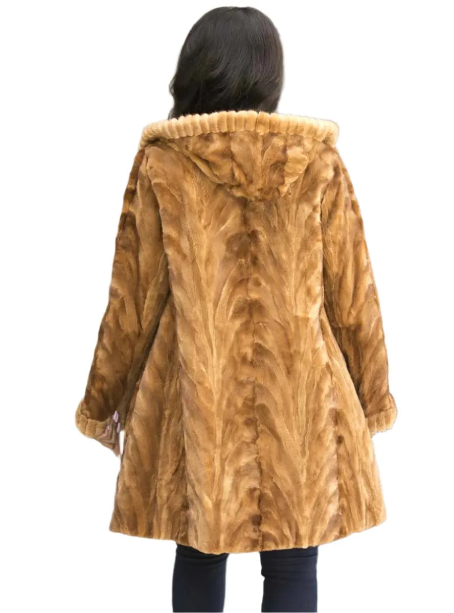 Sheared Reversible Mink Fur Stroller with Hood and All Weather Lining