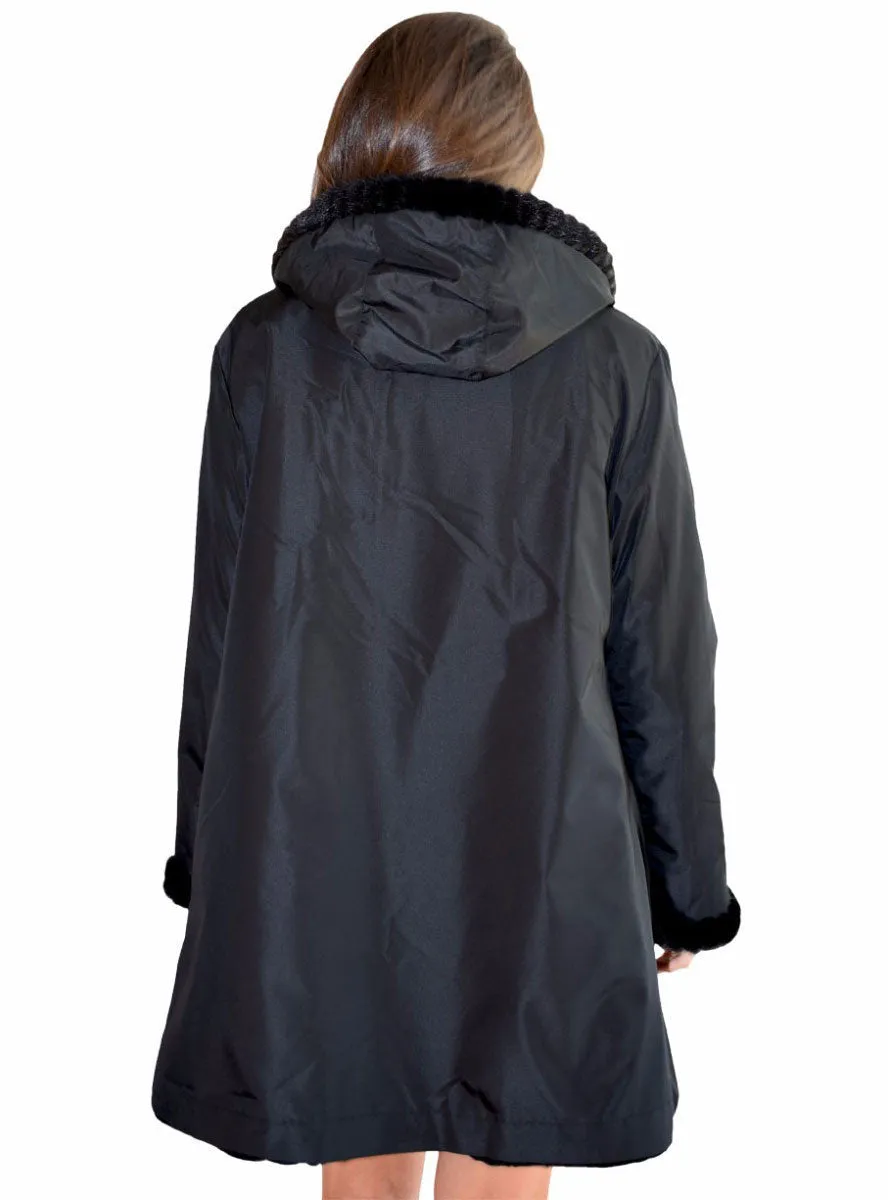 Sheared Reversible Mink Fur Stroller with Hood and All Weather Lining