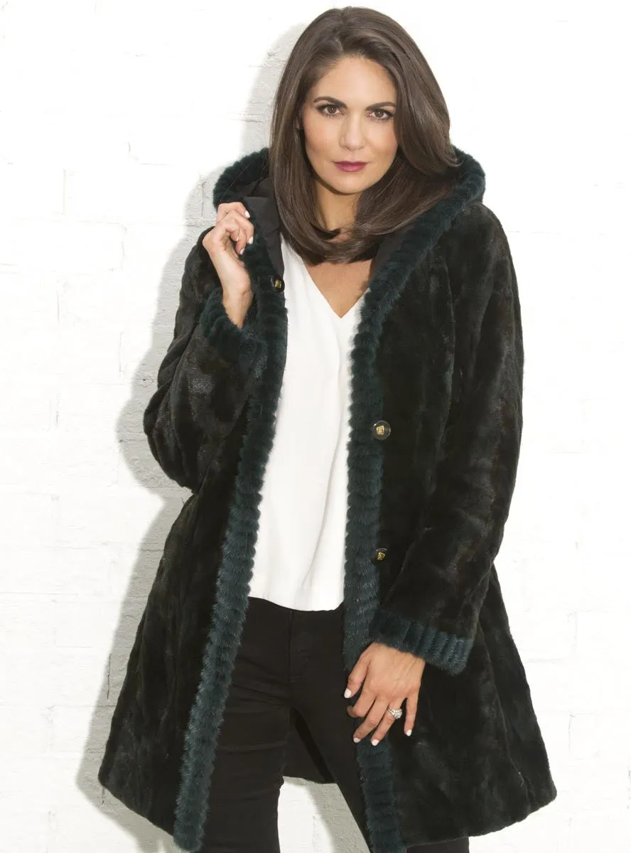 Sheared Reversible Mink Fur Stroller with Hood and All Weather Lining