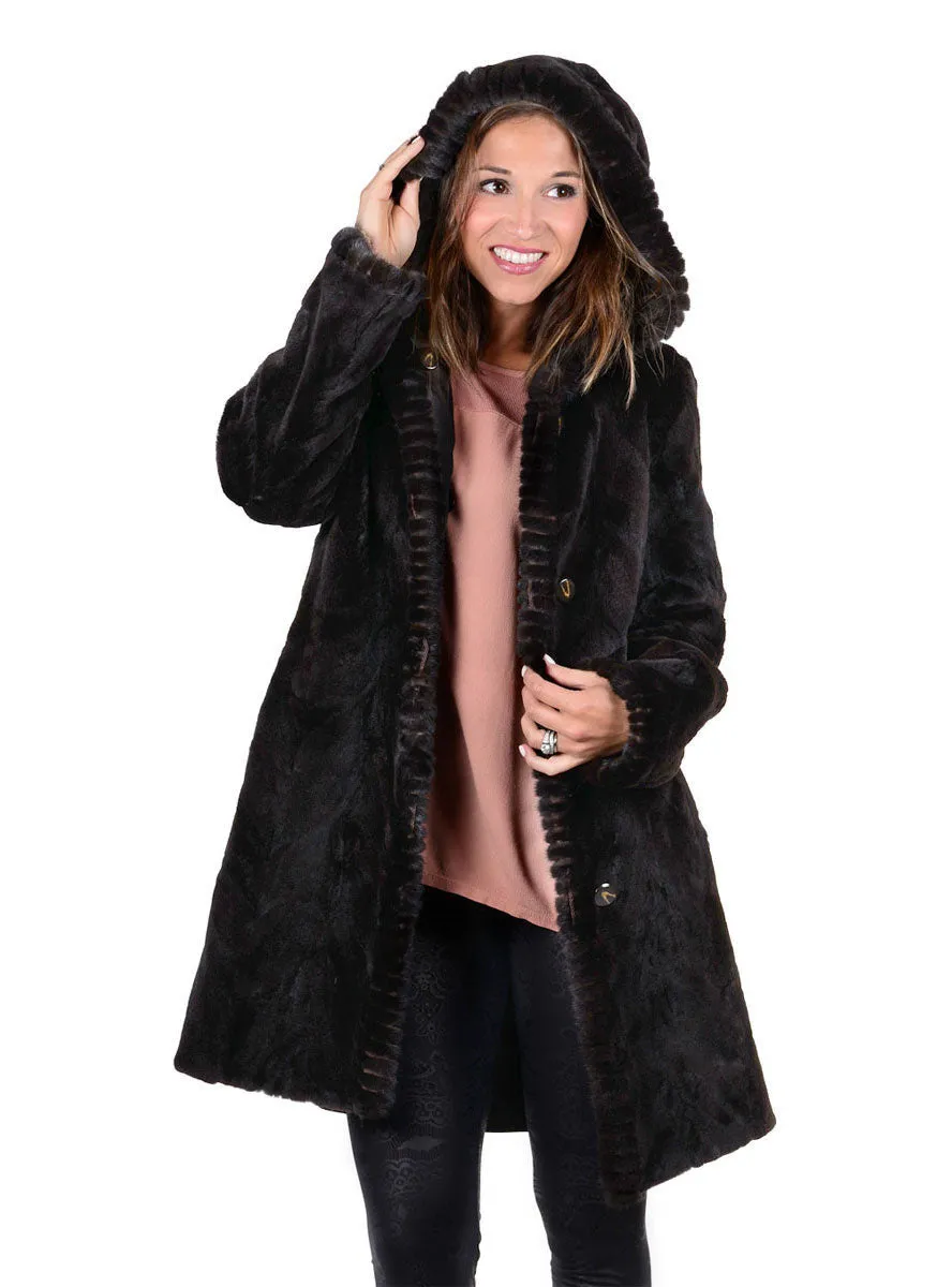 Sheared Reversible Mink Fur Stroller with Hood and All Weather Lining
