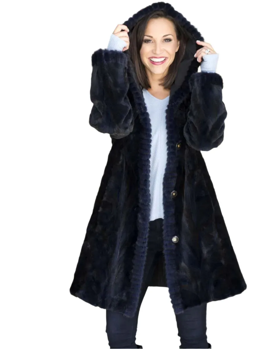 Sheared Reversible Mink Fur Stroller with Hood and All Weather Lining