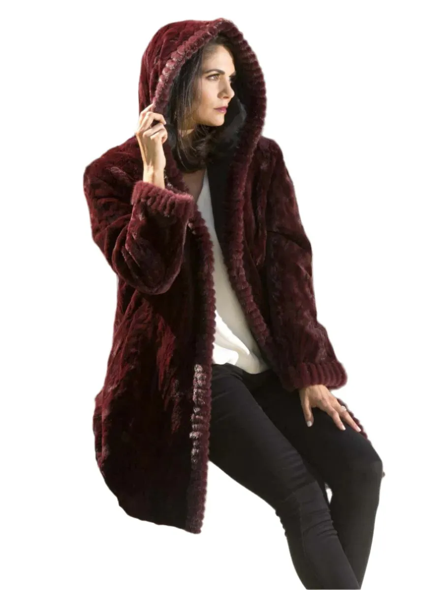 Sheared Reversible Mink Fur Stroller with Hood and All Weather Lining