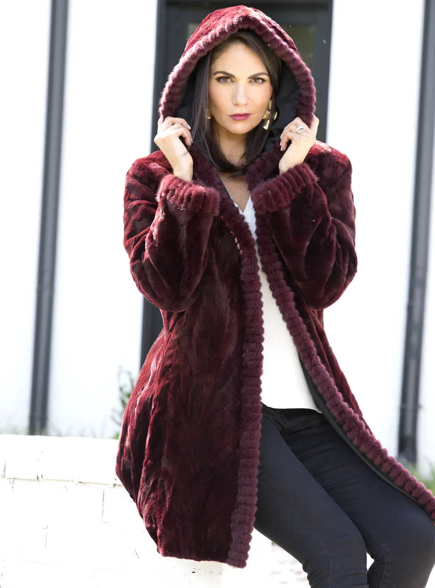 Sheared Reversible Mink Fur Stroller with Hood and All Weather Lining