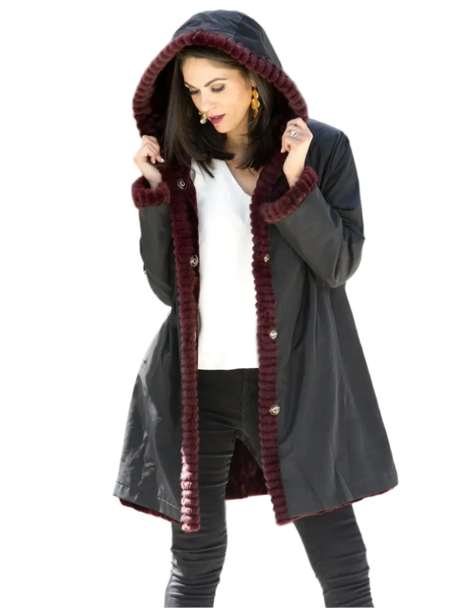 Sheared Reversible Mink Fur Stroller with Hood and All Weather Lining