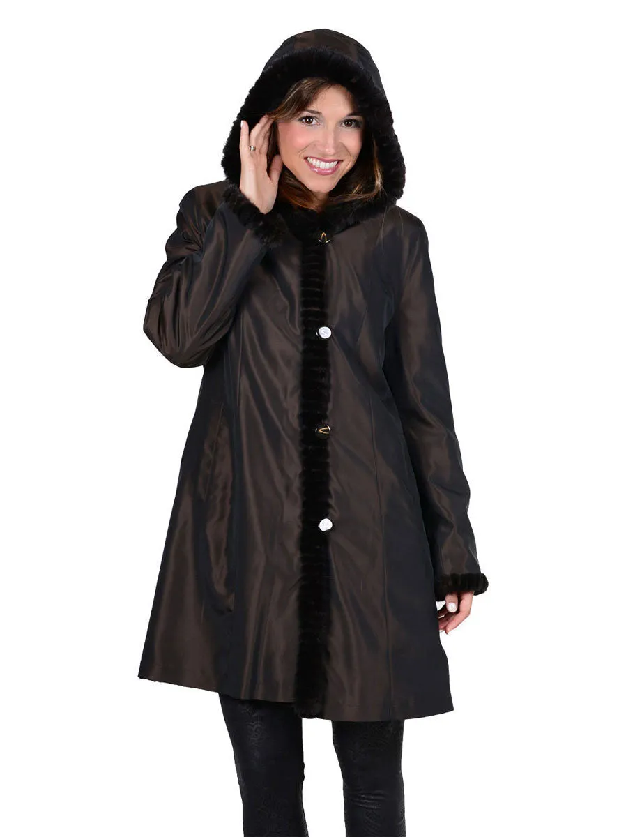Sheared Reversible Mink Fur Stroller with Hood and All Weather Lining