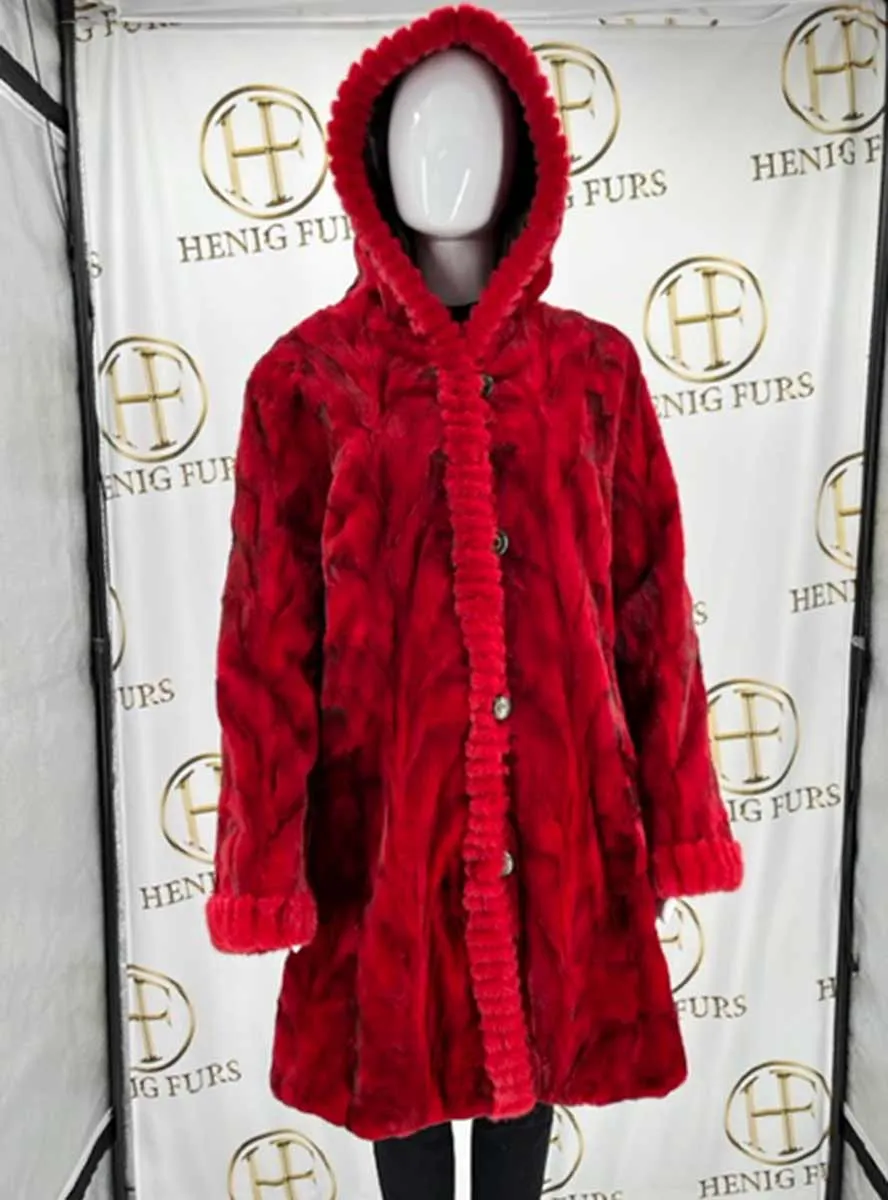 Sheared Reversible Mink Fur Stroller with Hood and All Weather Lining