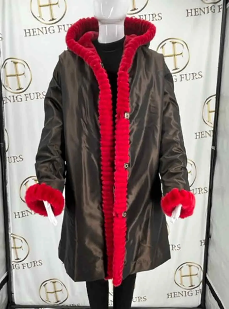 Sheared Reversible Mink Fur Stroller with Hood and All Weather Lining