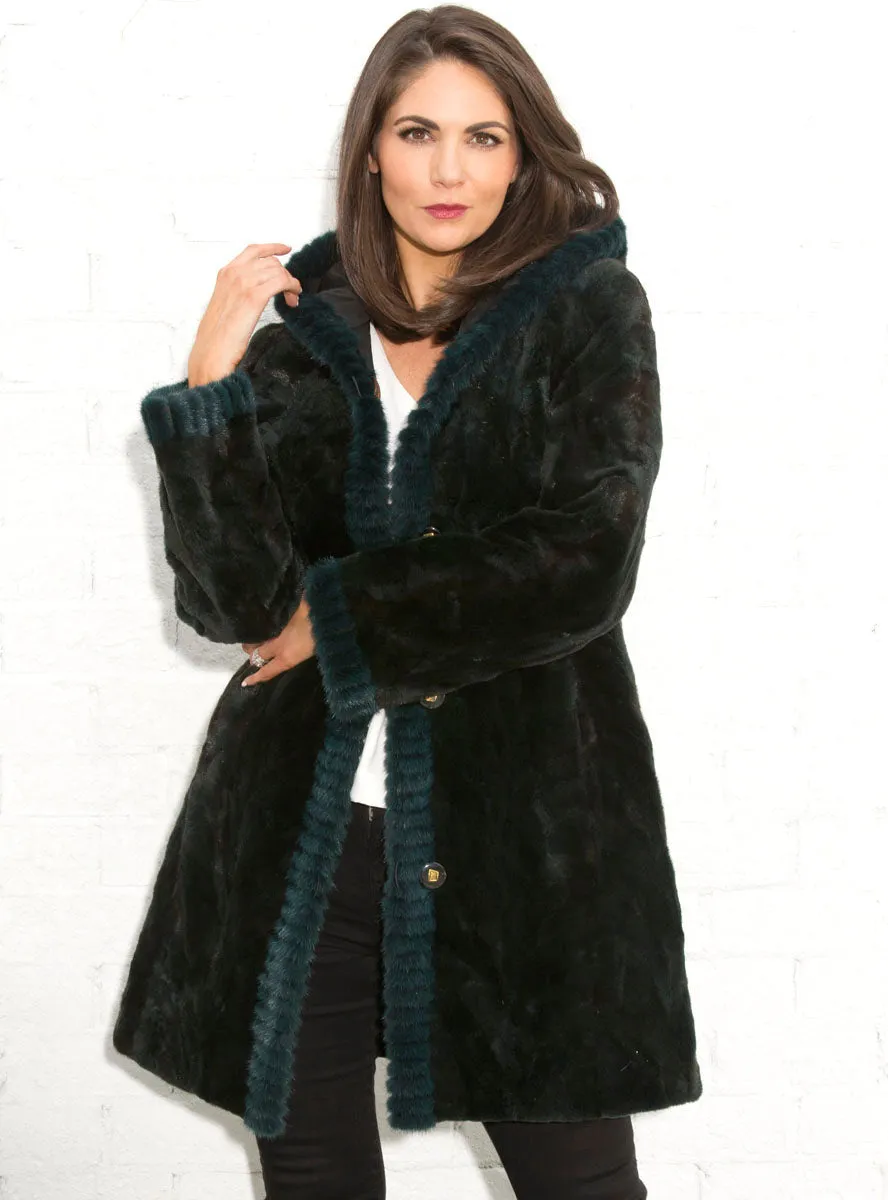 Sheared Reversible Mink Fur Stroller with Hood and All Weather Lining