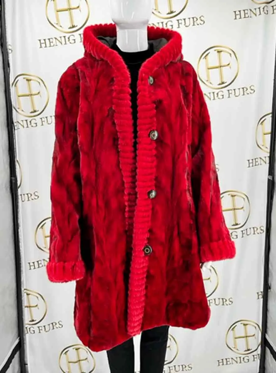 Sheared Reversible Mink Fur Stroller with Hood and All Weather Lining