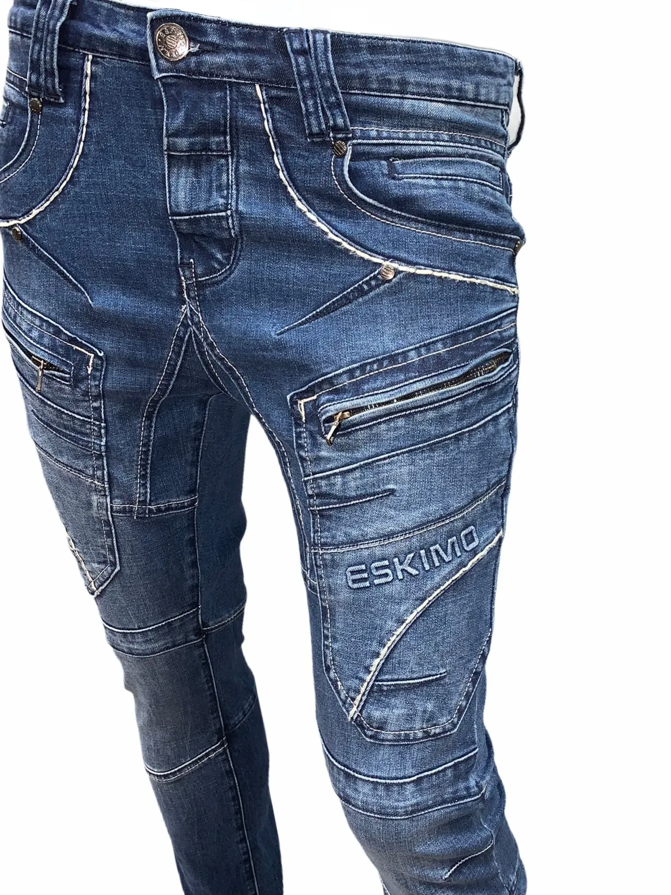 Slim-Straight Jeans #Matrix - Blue