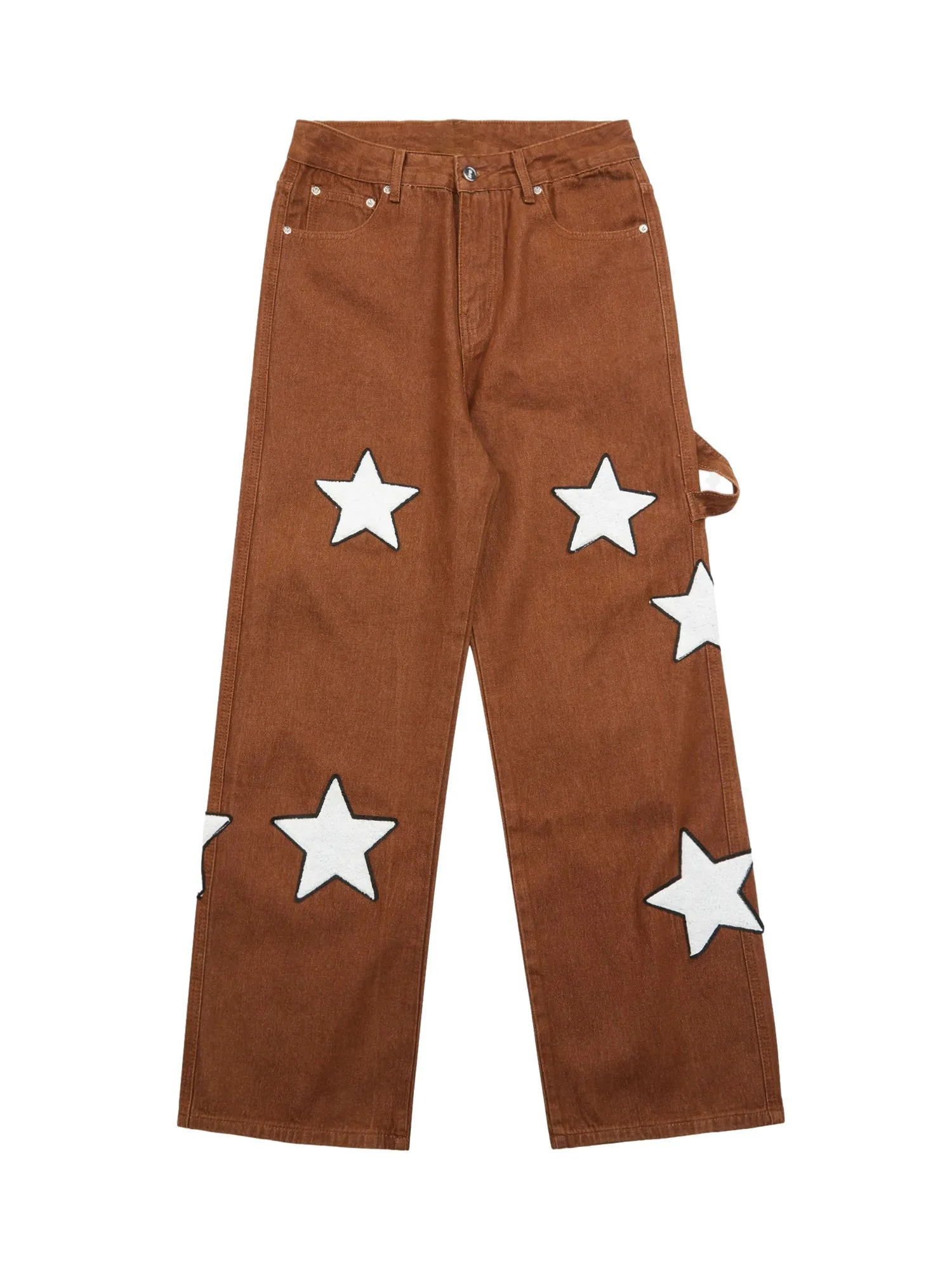 Sneakerhill American Retro Embroidered Five-pointed Star Jeans