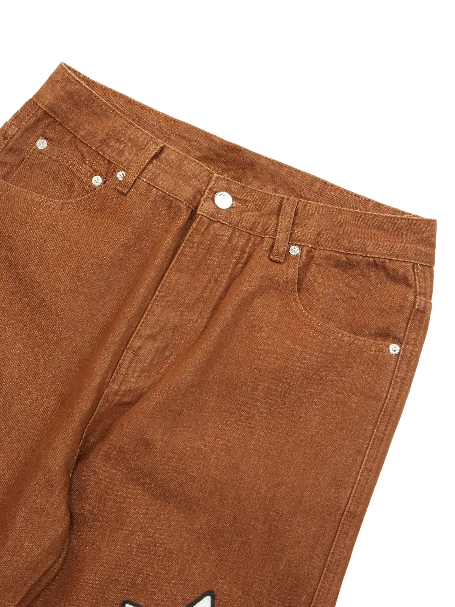 Sneakerhill American Retro Embroidered Five-pointed Star Jeans