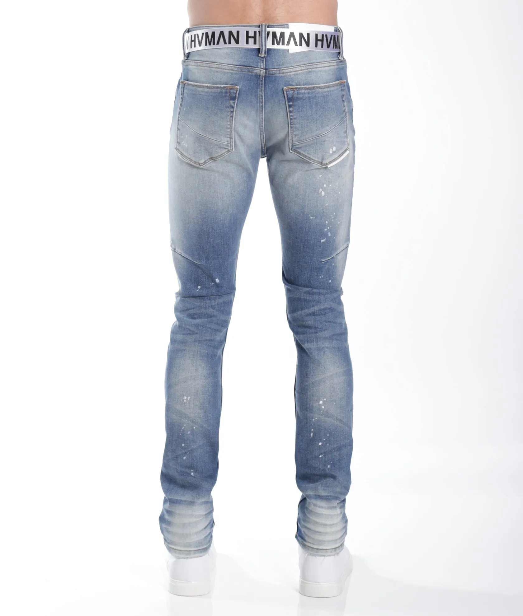 STRAT SUPER SKINNY FIT JEAN w/WHITE BELT IN LICHEN