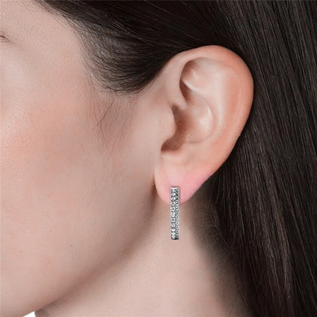 Teagan 18k White Gold Plated Crystal Hoop Earrings for Women