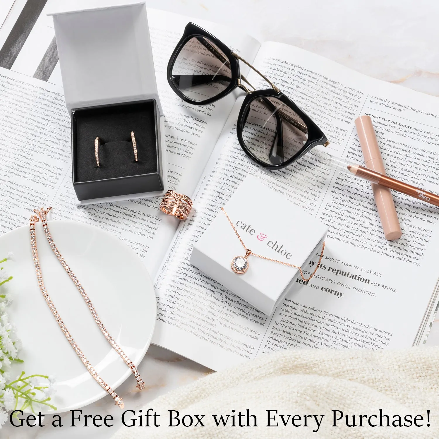 Teagan 18k White Gold Plated Crystal Hoop Earrings for Women
