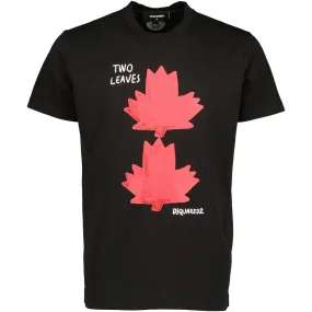 'Two Leaves' Logo Print T-Shirt