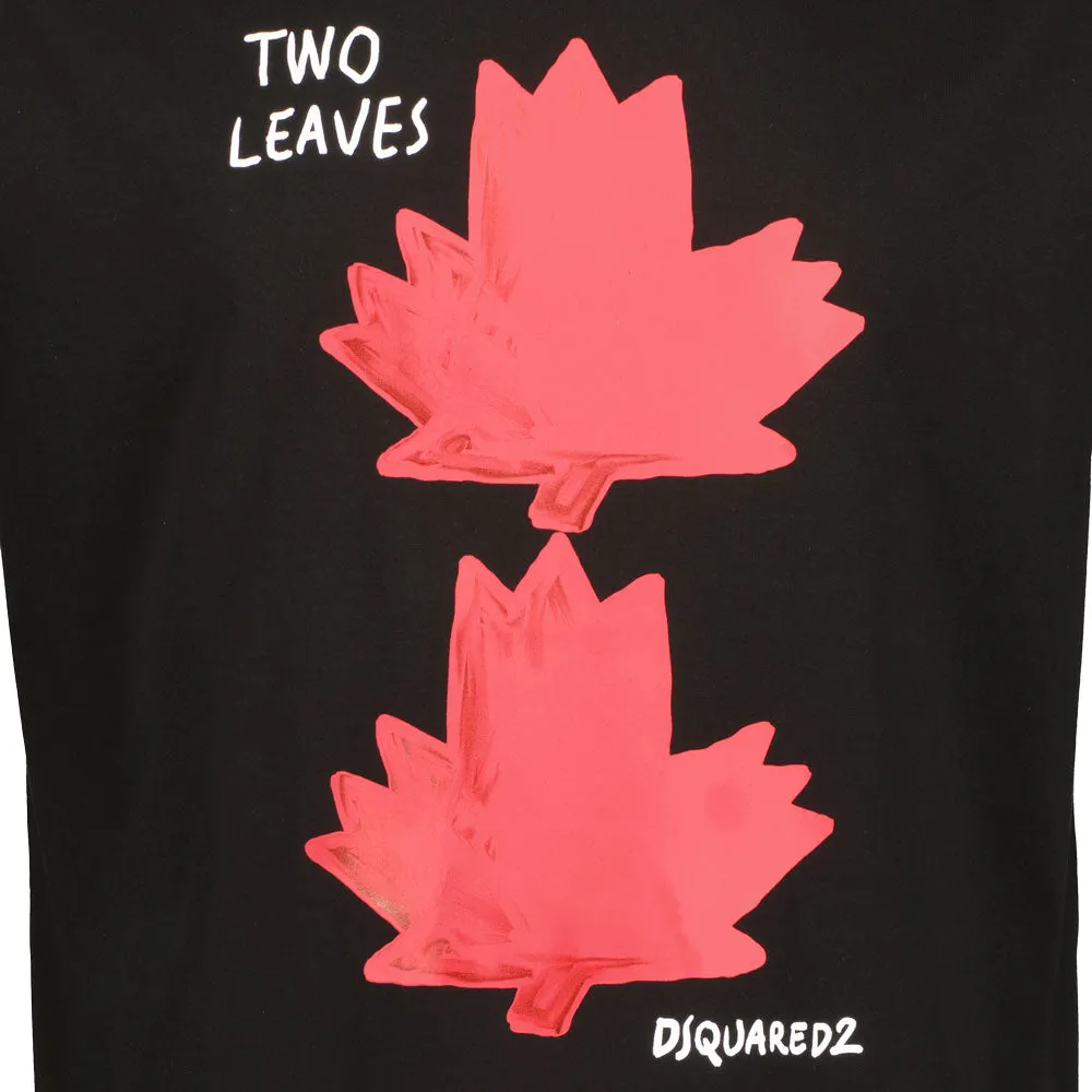 'Two Leaves' Logo Print T-Shirt