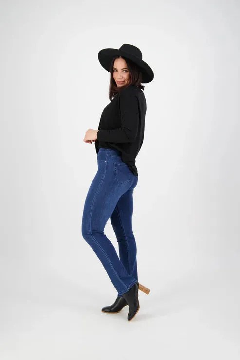Vassalli Slim Leg Full Length Denim Pull On | Blue Denim