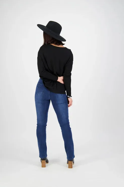 Vassalli Slim Leg Full Length Denim Pull On | Blue Denim