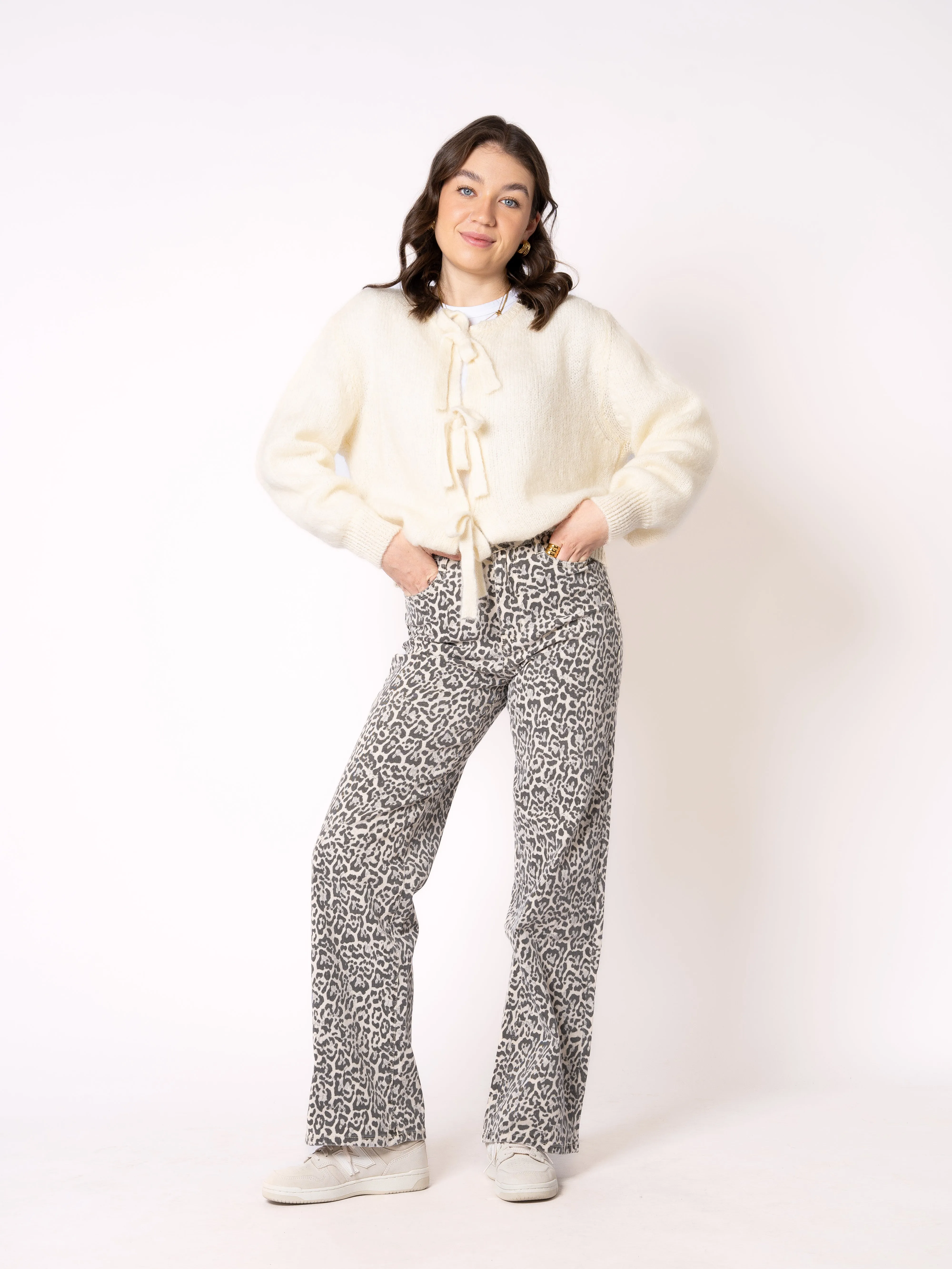 Wide Leg Jeans Leo - Grau